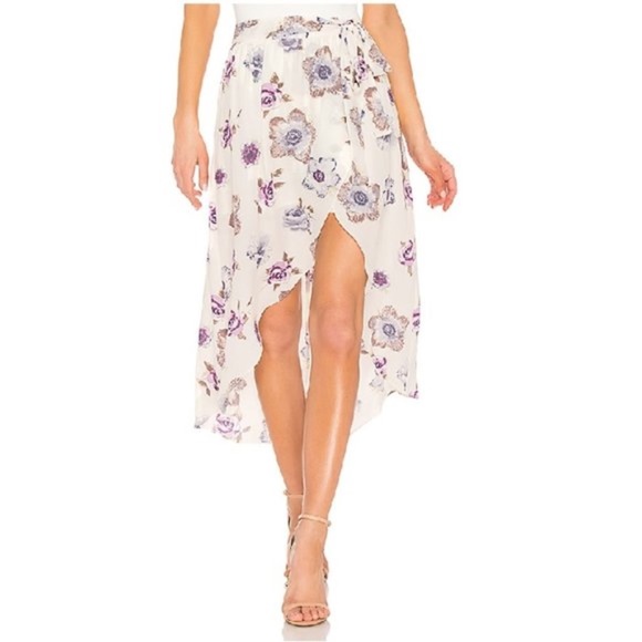 J.O.A. Wrap Skirt In Lavender Floral - Picture 1 of 7